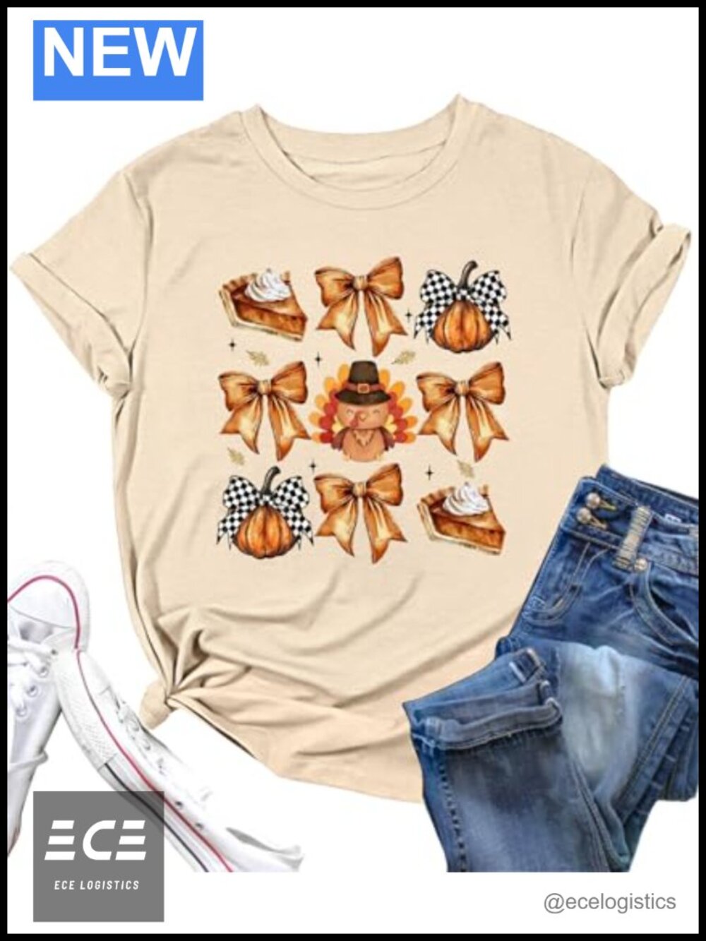 Women Thanksgiving Turkey Graphic T-Shirt Short Sleeve Crew Neck Tee